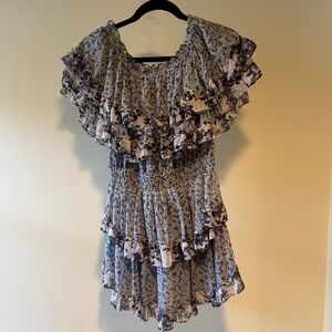 Misa Los Angeles Blue and White Floral Dress